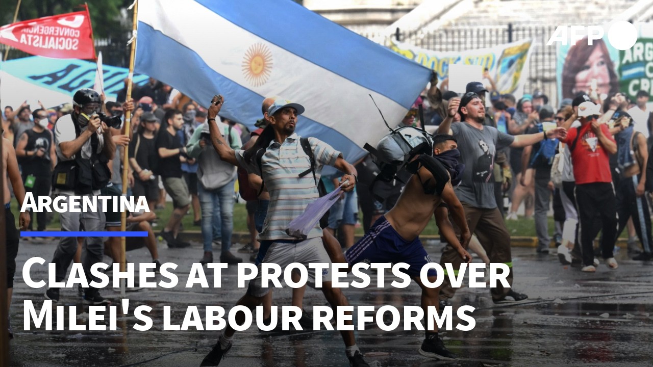 Milei labor law reforms spark clashes in Buenos Aires | AFP