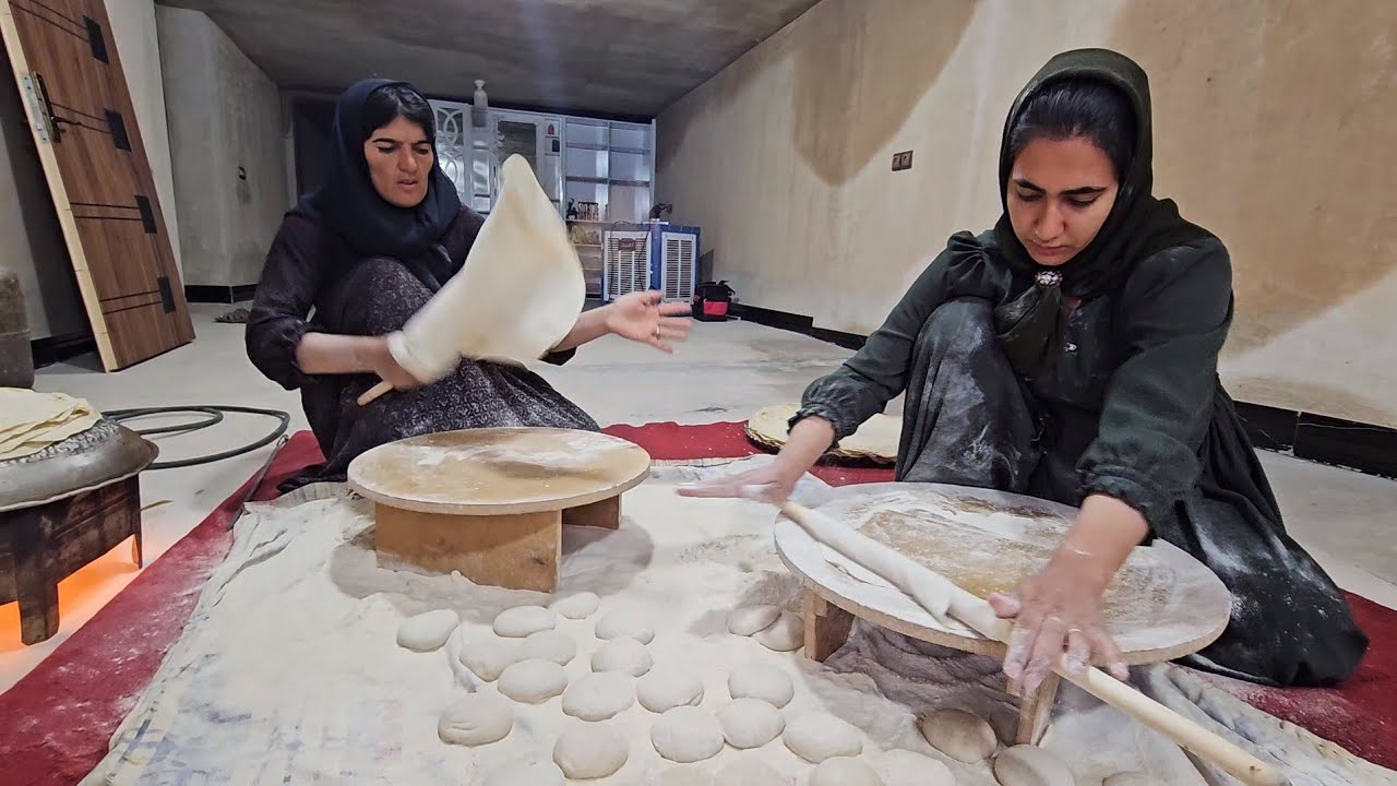 From the hard cement work to the aroma of local bread; a busy day for a nomadic family