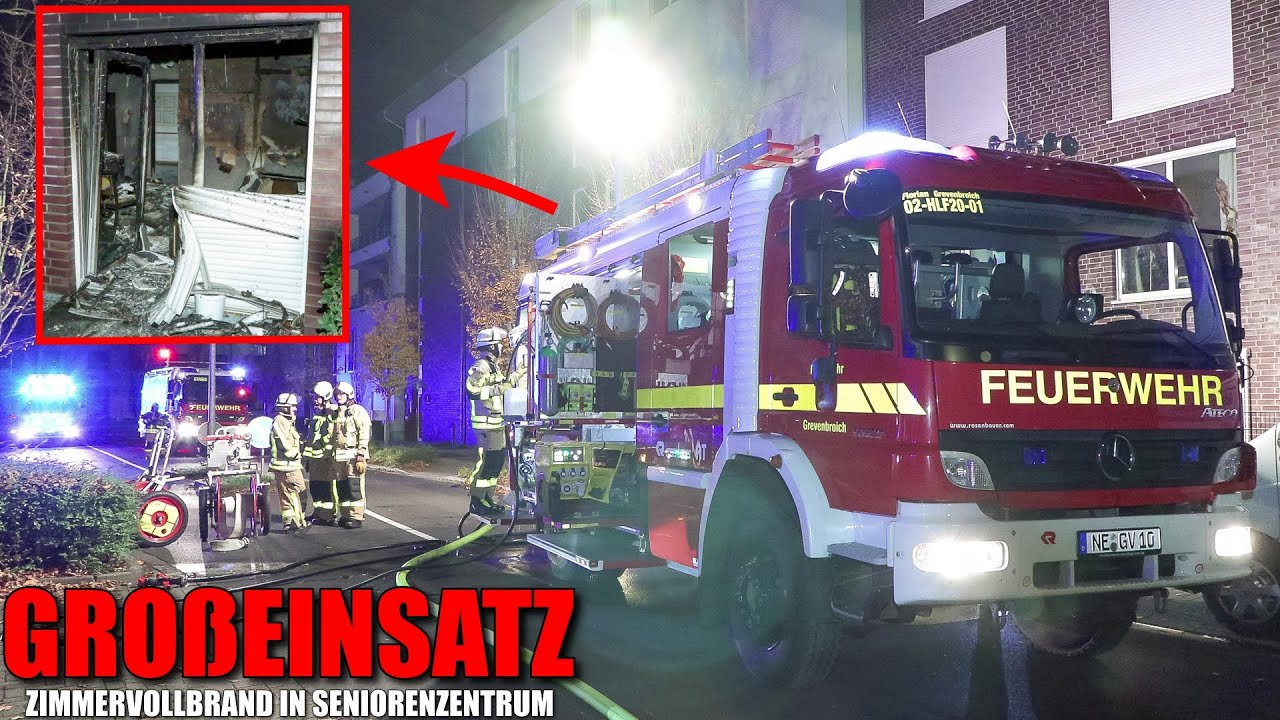 [STADTALARM FEUERWEHR GREVENBROICH!] - Feuer in Seniorenzentrum: Zimmer in Vollbrand - 4 Verletzte -