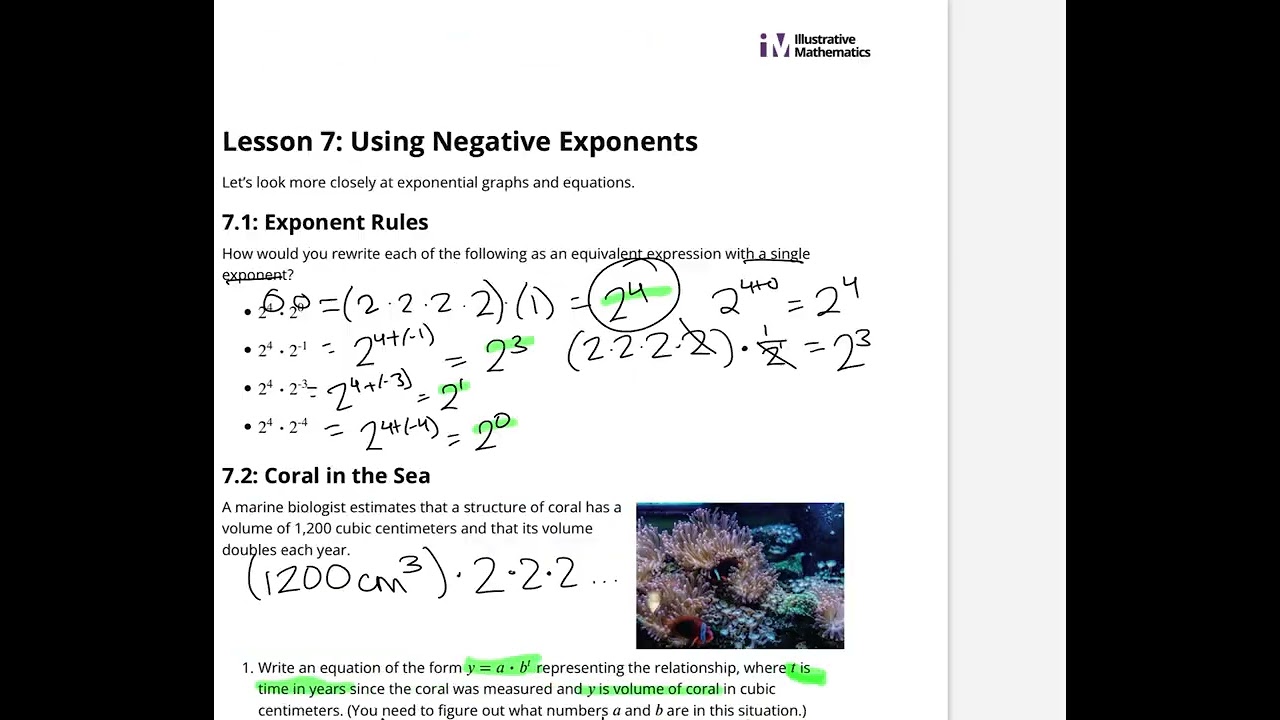 IM Algebra 1 unit 5 lesson 7