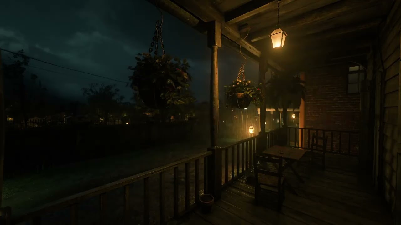 Heavy Rain on Cozy Balcony at Night 🌧️ Sleep Instantly within 3 Minutes  Deep Sleep Ambience