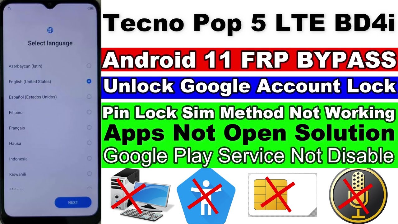 Tecno Pop 5 LTE BD4i FRP Bypass Android 11 Without PC | Apps Not Opening Solution 2023