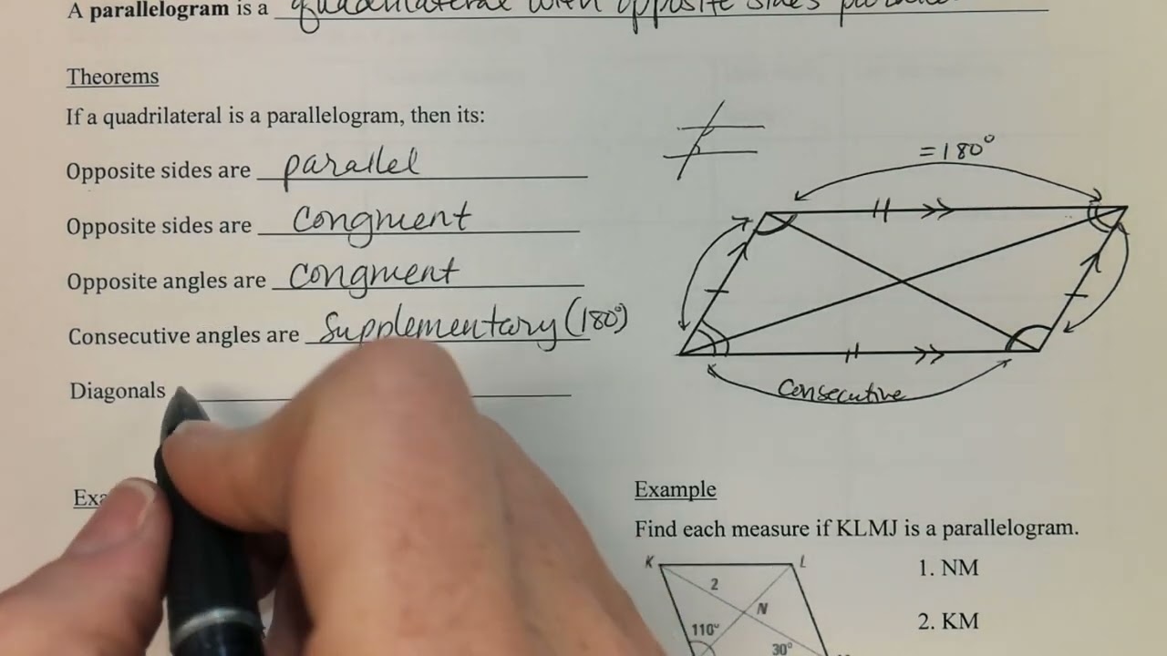 Sec. 8.2 - Properties of Parallelograms