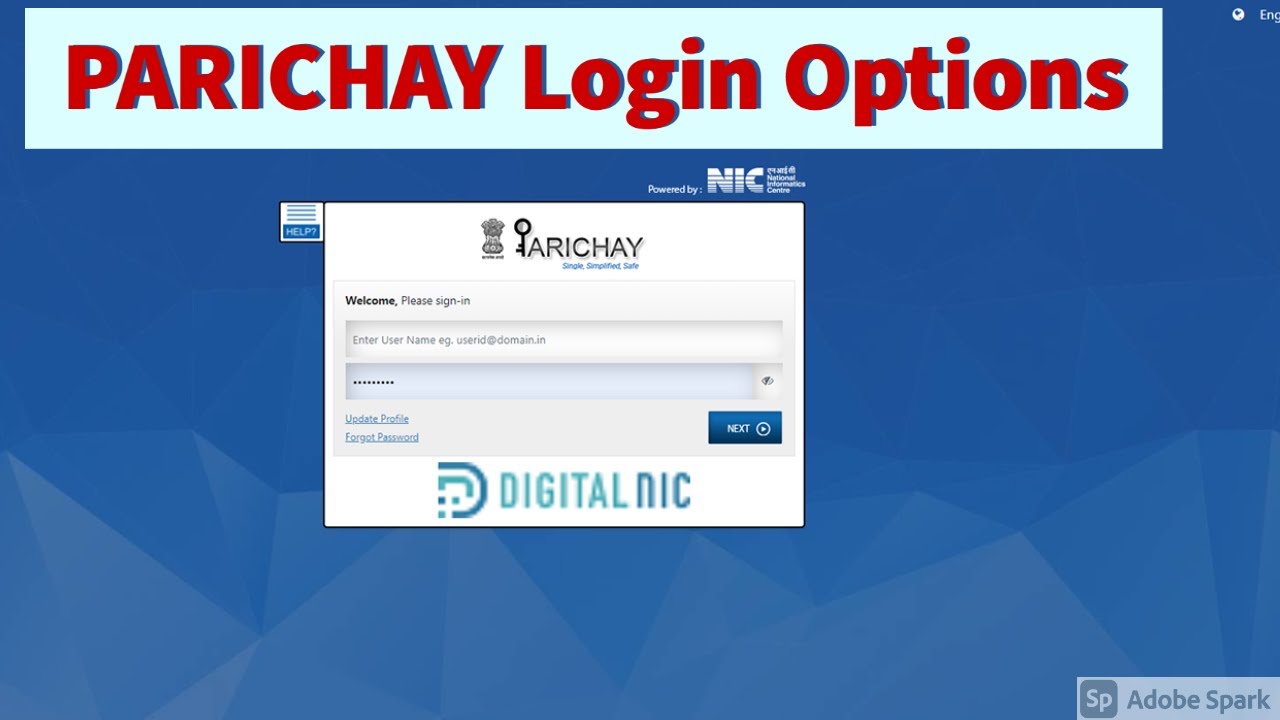 PARICHAY Login - Single Sign On for NIC Applications Access - OTP, Back Up Code, Other Options.