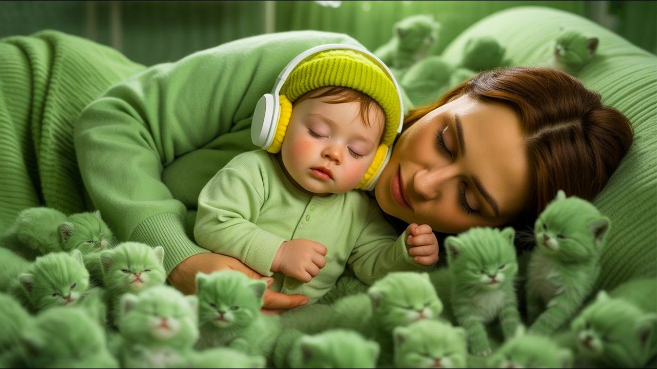 Green Cat Dreams 🌿🐾  Peaceful Baby Bedtime Music