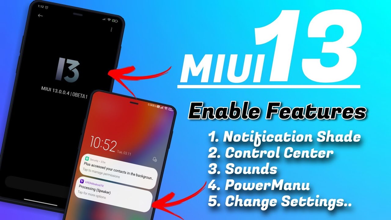 Enable MIUI 13 Features on MIUI, MIUI 13 Control Center, PowerMenu, Updater, Notification, Sounds