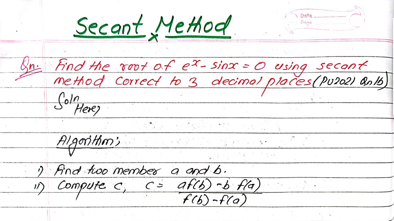Unit:2 | Finding Root by Secant Method | Numerical Method | Prashant YT | BE Civil | 5th Sem |