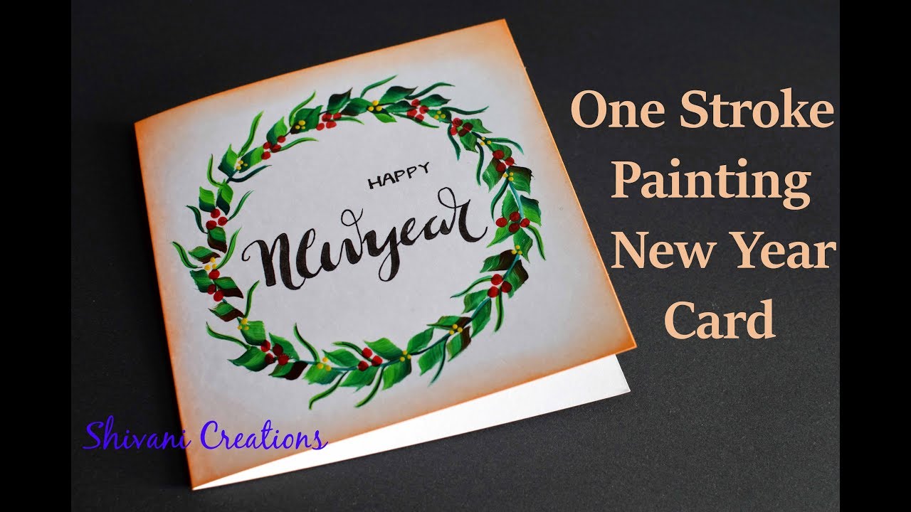 One stroke Painting New Year Card/ One Stroke Painting Wreath