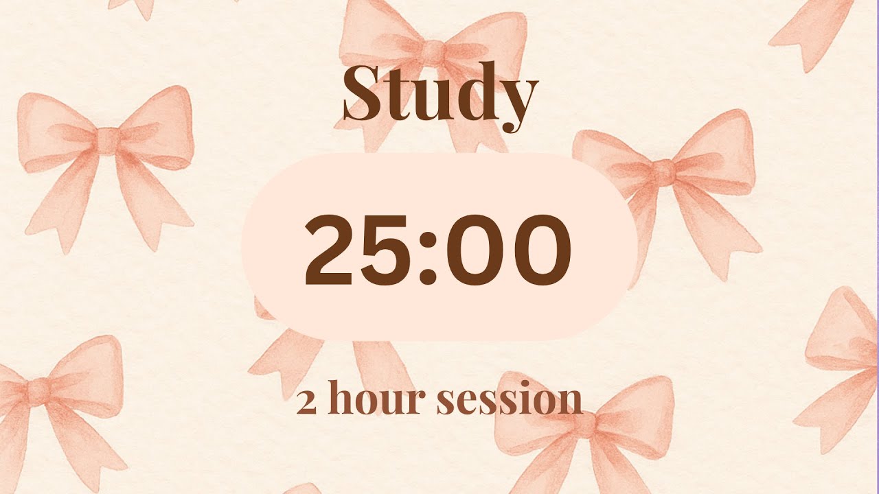 Coquette Aesthetic Pomodoro Timer 💕 |  25-Minute Study Timer with Soft Pink Bows & Rain Ambience
