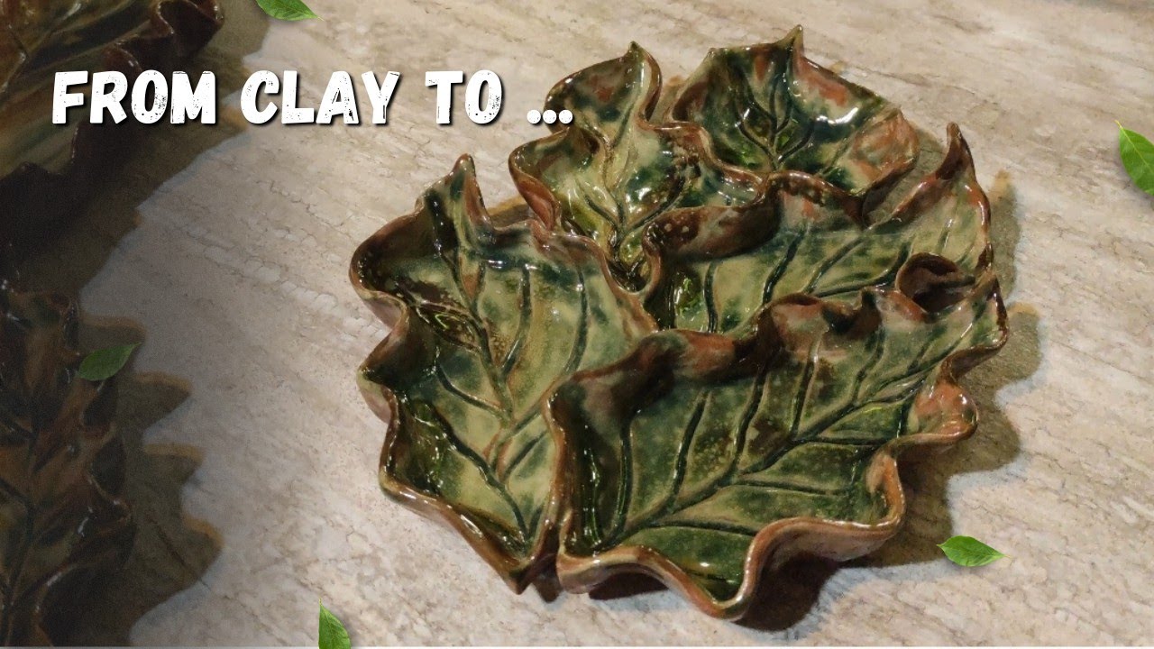 Step by step pottery: hand building leafy pottery dish.