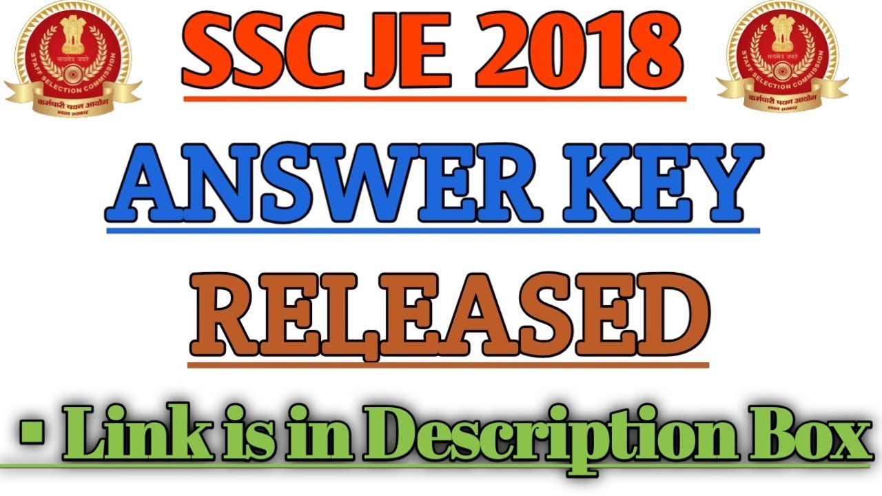 SSC JE 2018 ANSWER KEY RLEASED || CHECK YOUR MARKS NOW
