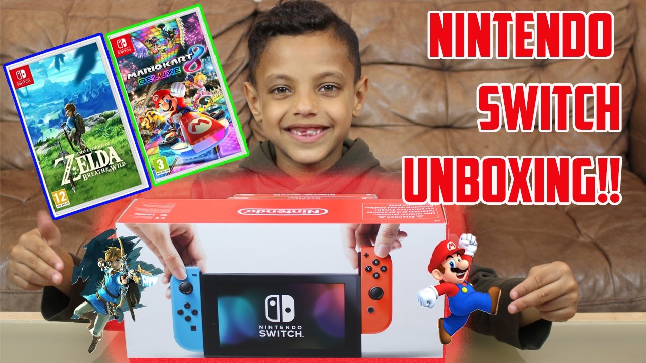 NINTENDO SWITCH UNBOXING!! | MARIO KART 8 DELUXE!! | THE LEGEND OF ZELDA BREATH OF THE WILD!!