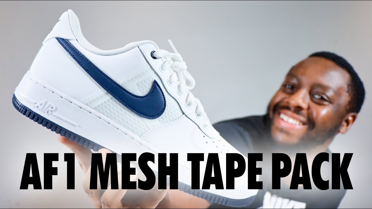 Nike Air Force 1 Mesh Tape Pack White Navy On Foot Review QuickSchopes 834 Schopes IH4462 100