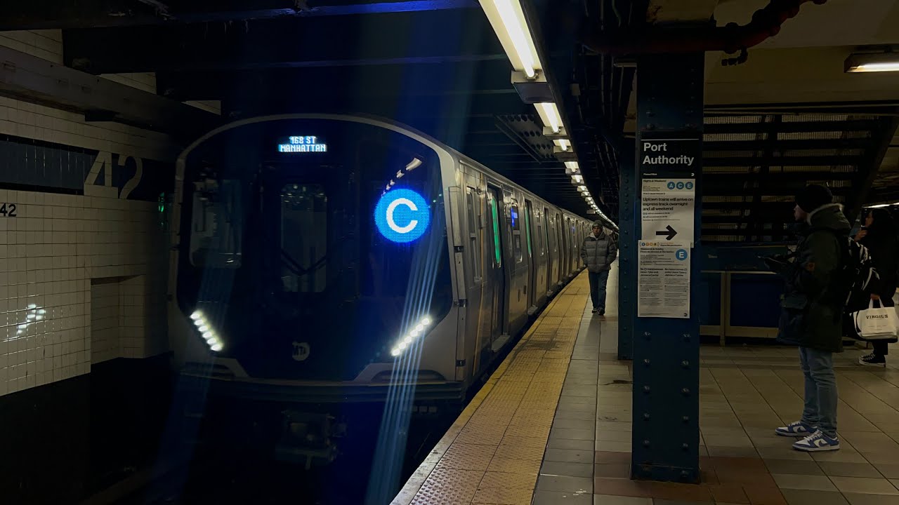 IND 8th Ave Line: (A) Exp & (C)(E) Lcl Trains @ 42nd St-PABT (R46, R160A, R160B, R179, R211A, R211T)
