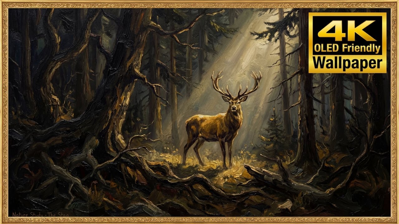 Samsung Frame TV Art 4K - Majestic Stag - Forest Sunlight
