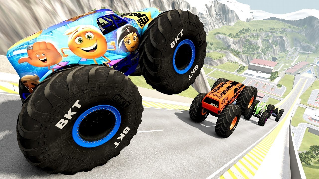 Epic High Speed Monster Truck Jumps Crashes #058 - BeamNG Drive Cars Crashes