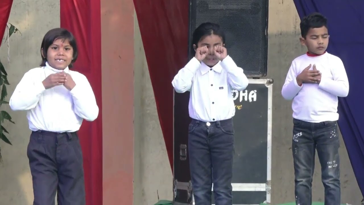 Students of Class - U.K.G. welcoming theirs Grand Parent's in the Annual Function with their Dance