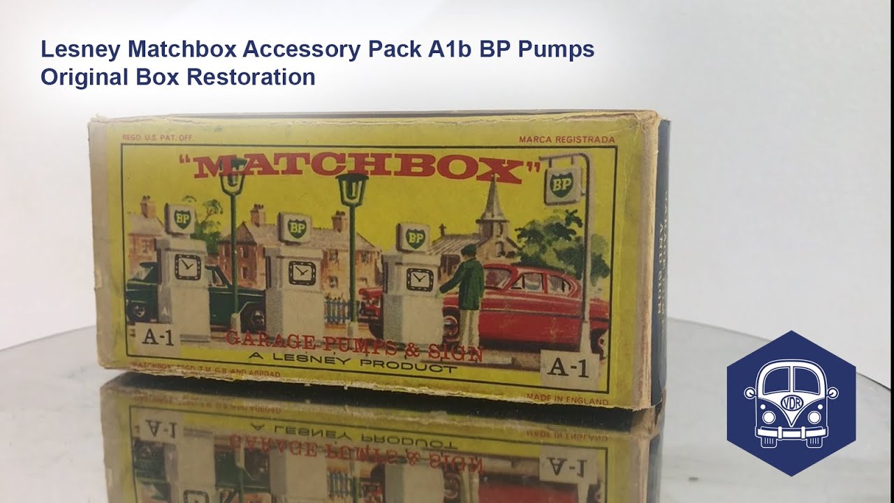 Matchbox Lesney  Accessory Pack #A1b BP Gas Pumps Box Restoration and Repair