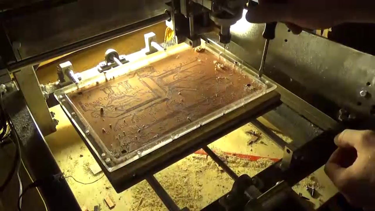 Double sided PCB milling on DIY CNC machine