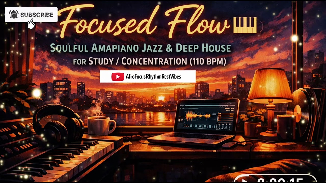 Focused Flow 🎹 | Soulful Amapiano Jazz & Deep House for Study / Concentration (110 BPM)