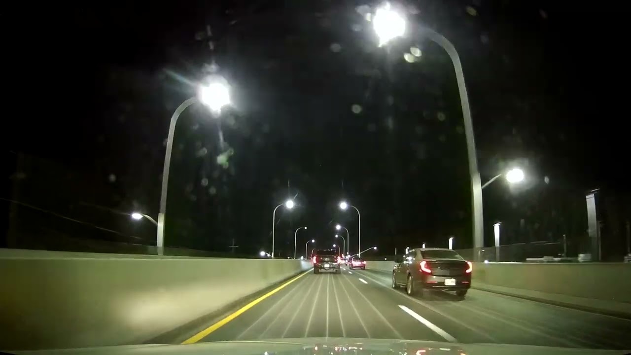 Nighttime drive from Woonsocket to North Providence, Rhode Island