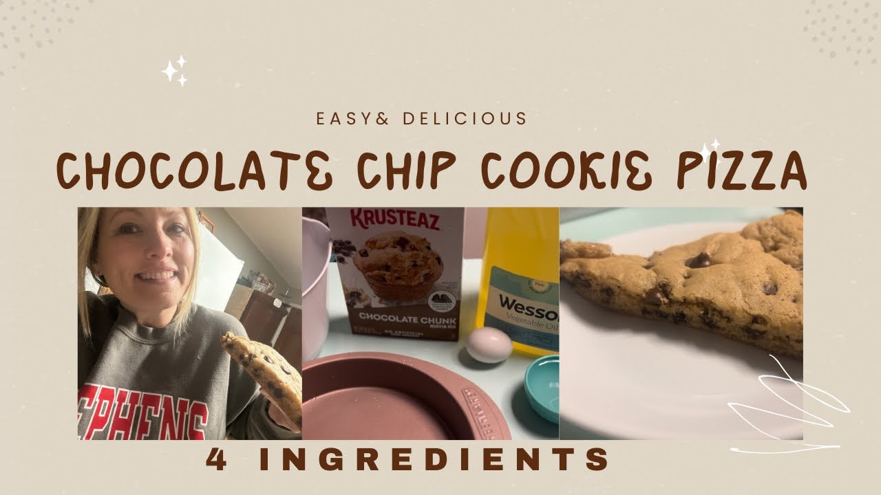 ✨EASY AND SIMPLE 🍫Chocolate chip Cookie Pizza/Cake  ONLY ~ 4 ingredients ~ done in minutes #simple 