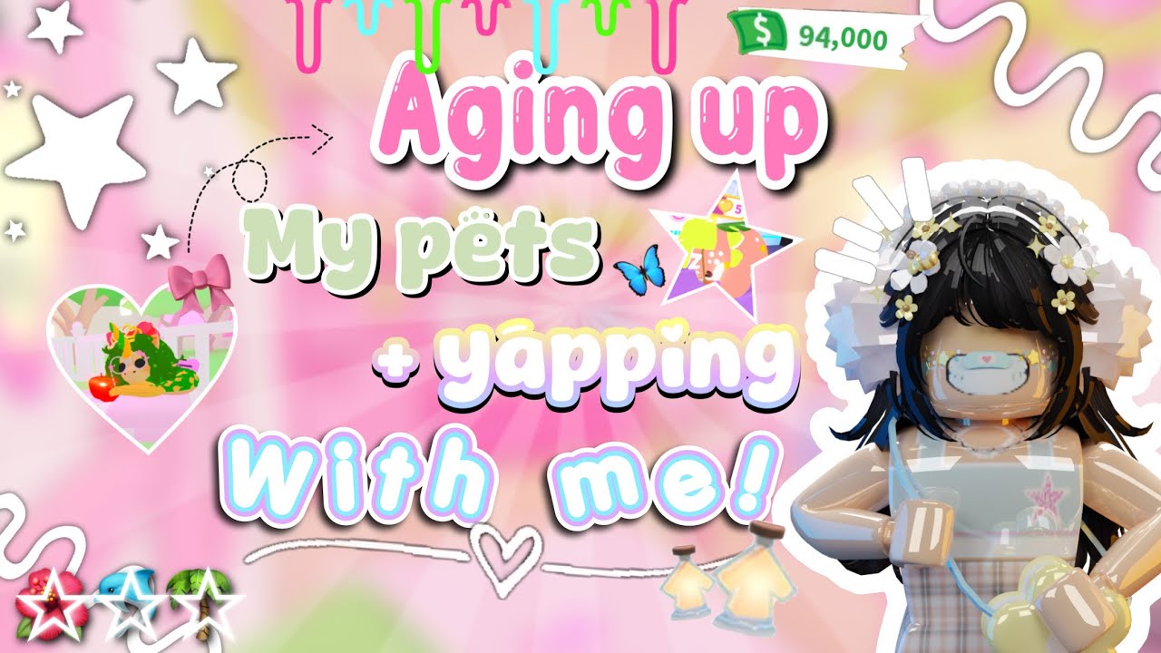 🌊 Aging my pets with me! 🏝️ || 1 hour ⭐️|| 🌻#MakingNeons #Yapping #Grinding #1Hour #AdoptMe 🌺 || 