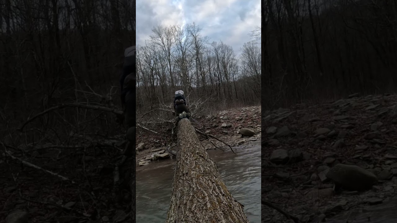 Crossing a fast and deep creek with no bridge and I how I stayed dry.