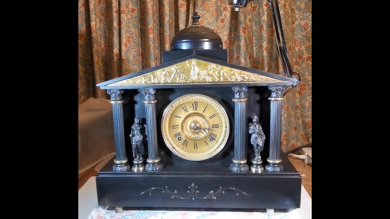 Antique Victorian Ansonia Style Slate Clock 73 Pt 1 Intro, cleaning, and brass pediment revival.