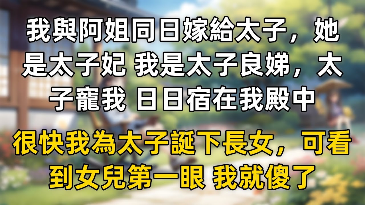 我與阿姐同日嫁給太子，她是太子妃 我是太子良娣，太子寵我 日日宿在我殿中，很快我為太子誕下長女，可看到女兒第一眼 我就傻了。