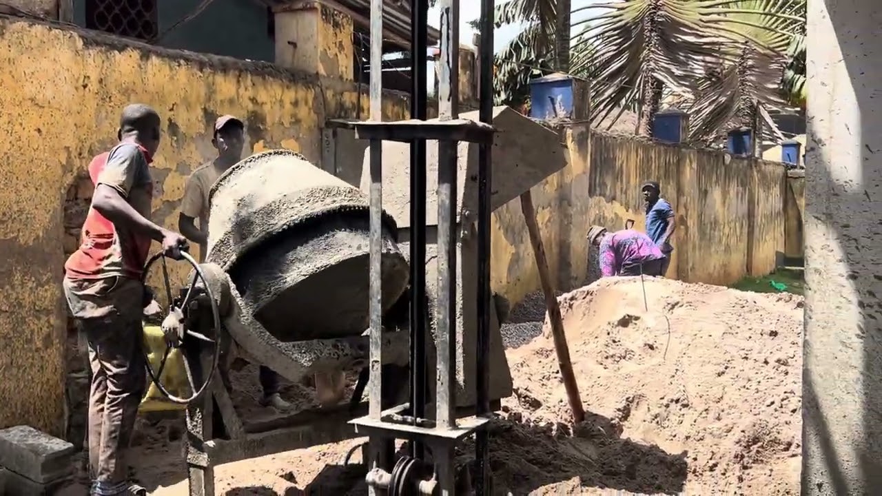 Concrete mixing Uganda style