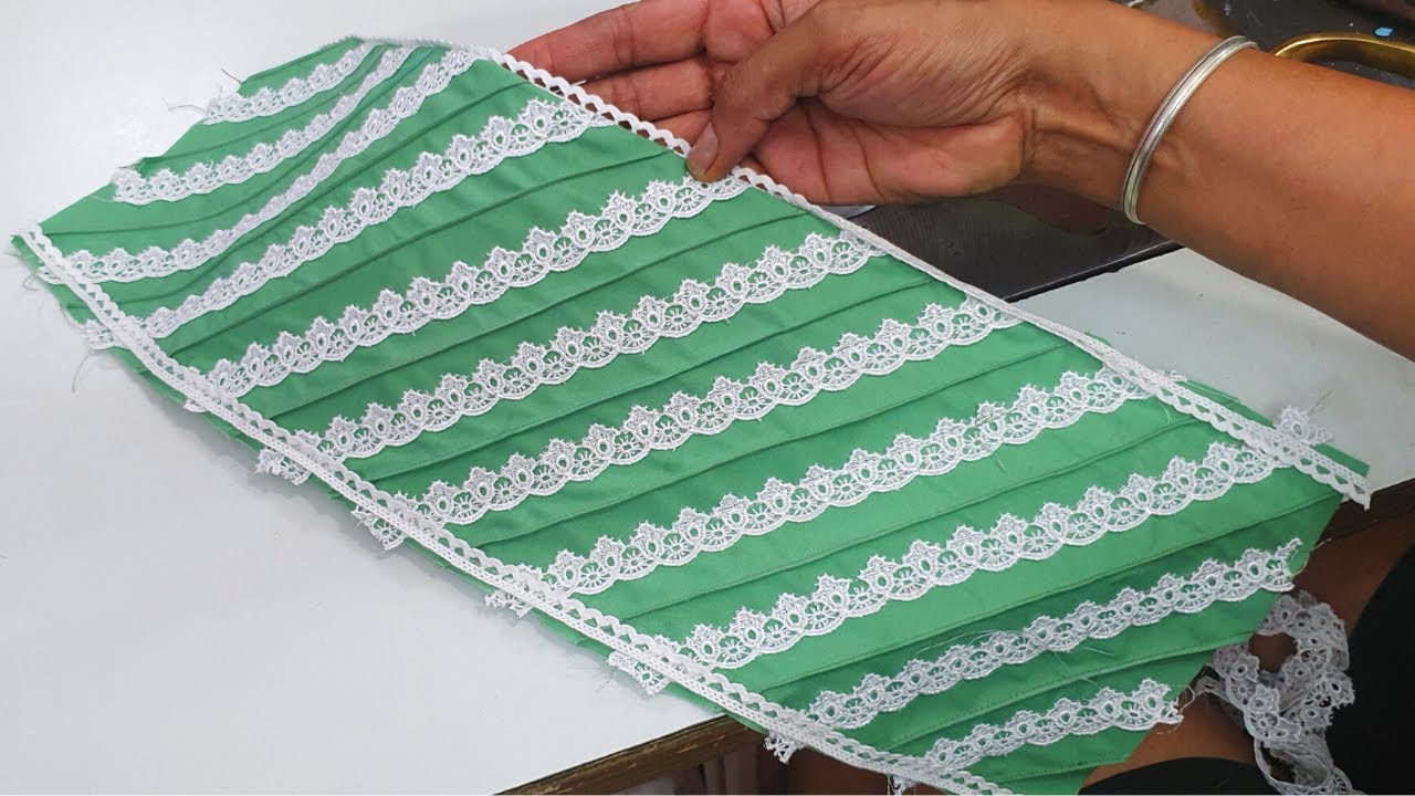 Beautiful pin tucks and lace design for sleeves and plazo | designer plazo