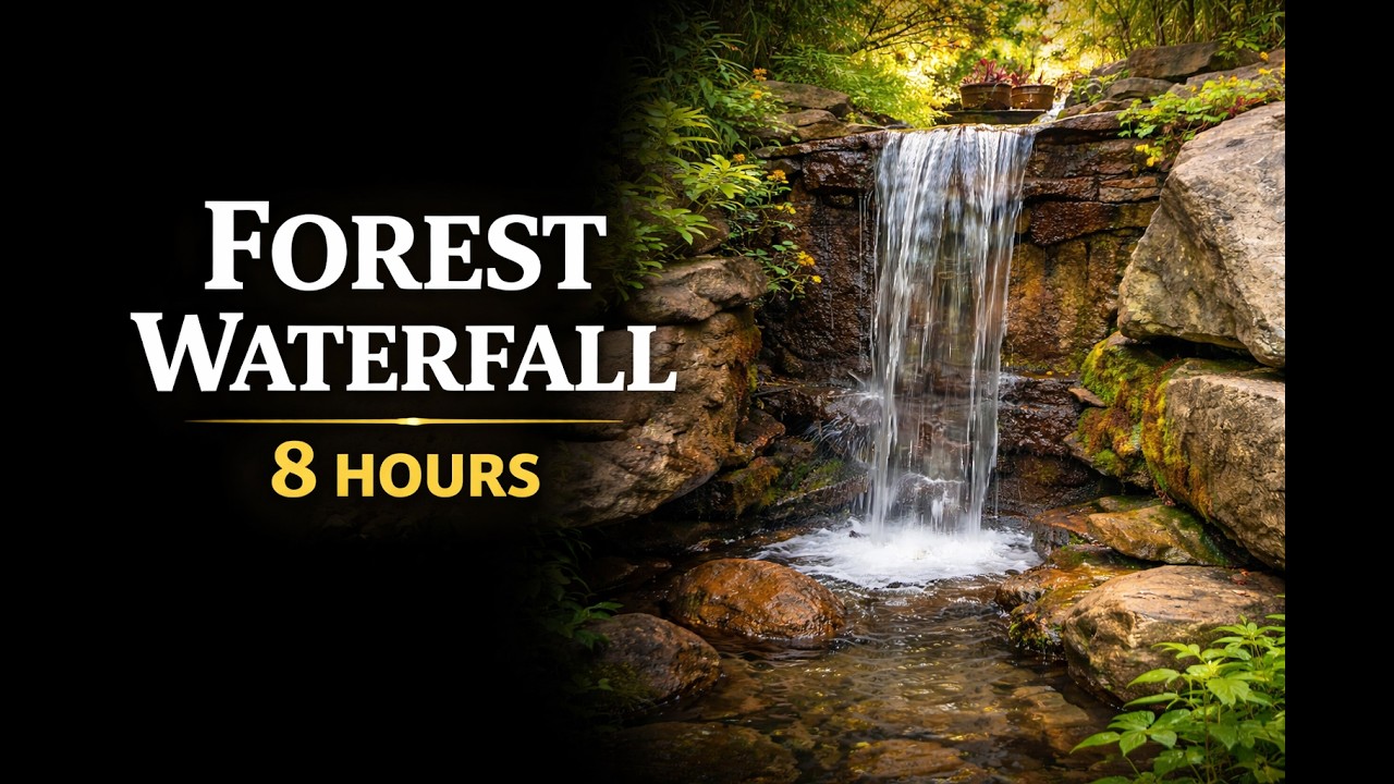 Small Forest Waterfall 💧 Relaxing Nature Ambience | 8 Hours
