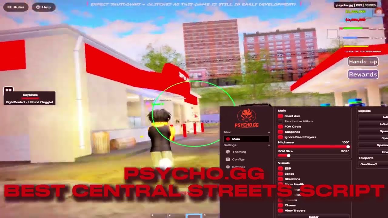 [NEW🔥] BEST Central Streets Script | PSYCHO.GG 🚨 [INF MONEY, GUN SPAWN, GODMODE, SILENT AIM + MORE!]