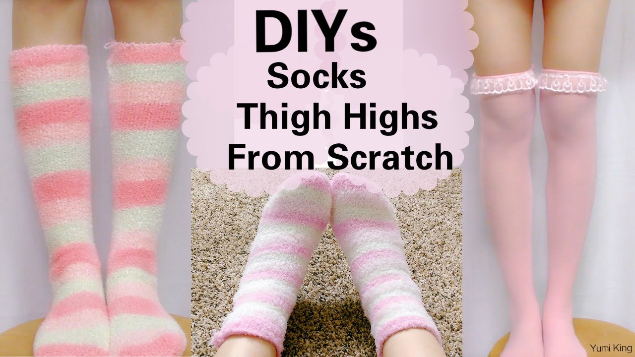 DIYs: DIY Fuzzy Socks/Knee Socks+Thigh Highs from Scratch(using 3 different materials)