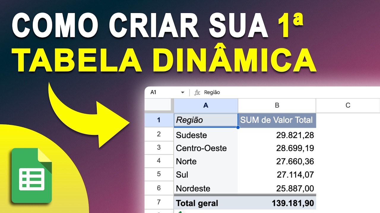 Google Sheets: Tudo Sobre - Como criar sua primeira TABELA DINÂMICA no Google Planilhas