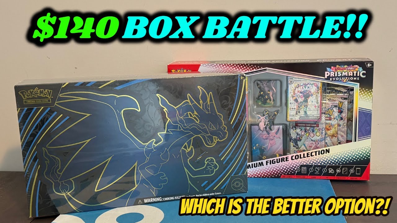 $140 MEGA CHARIZARD UPC vs $140 PRISMATIC EVOLUTIONS Premium Figure Collection Box Pokemon Opening!!