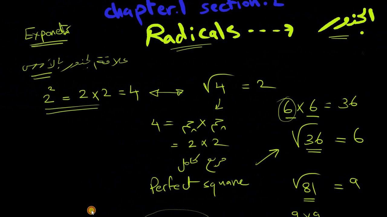 PreCalculus radicals ch1 sec2  شرح الجذور لمادة حسبان تمهيدي