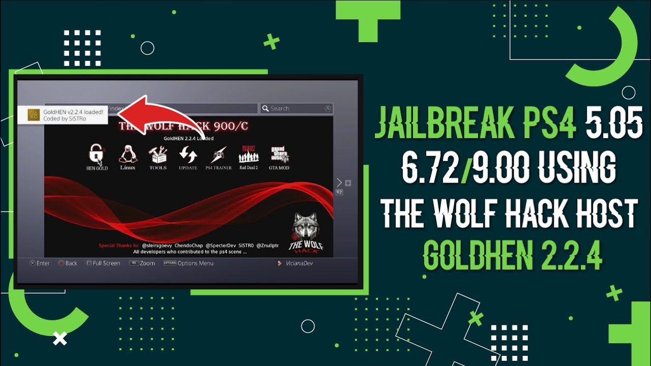 Jailbreak PS4 5.05/6.72/9.00 Using The Wolf Hack Host + GoldHEN 2.2.4