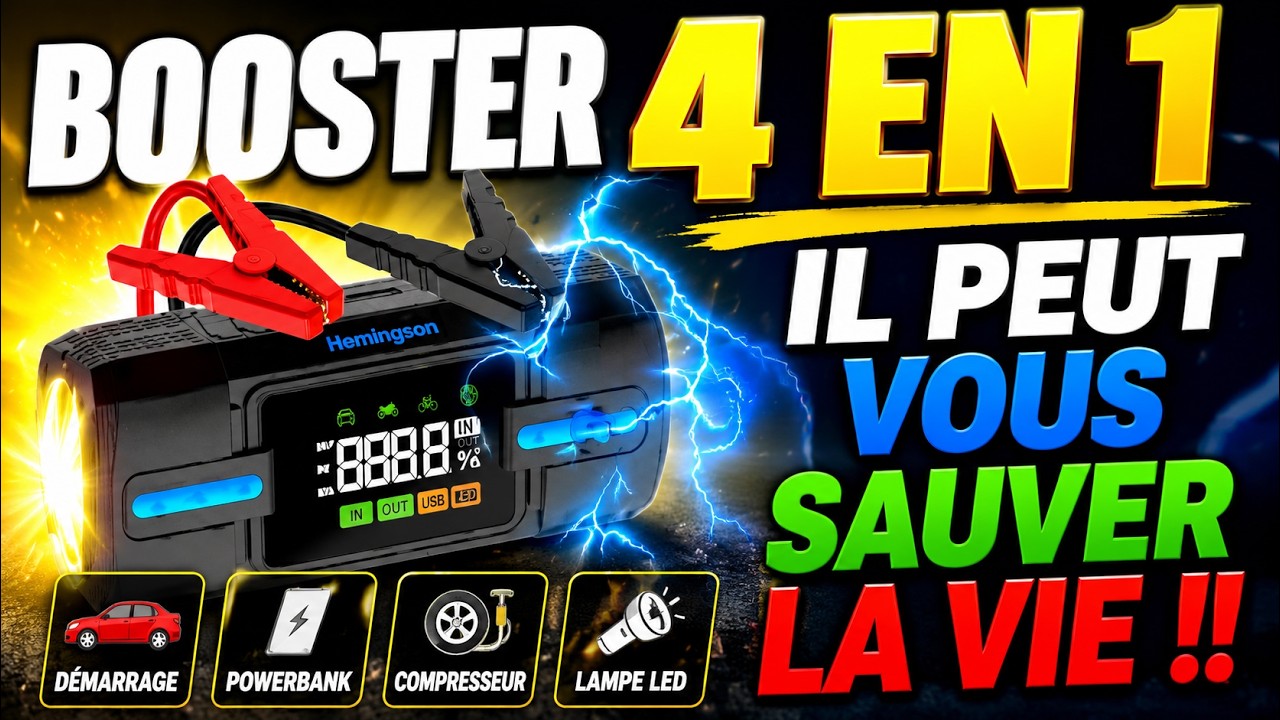 Test booster de batterie powerbank compresseur jump starter Hemingson