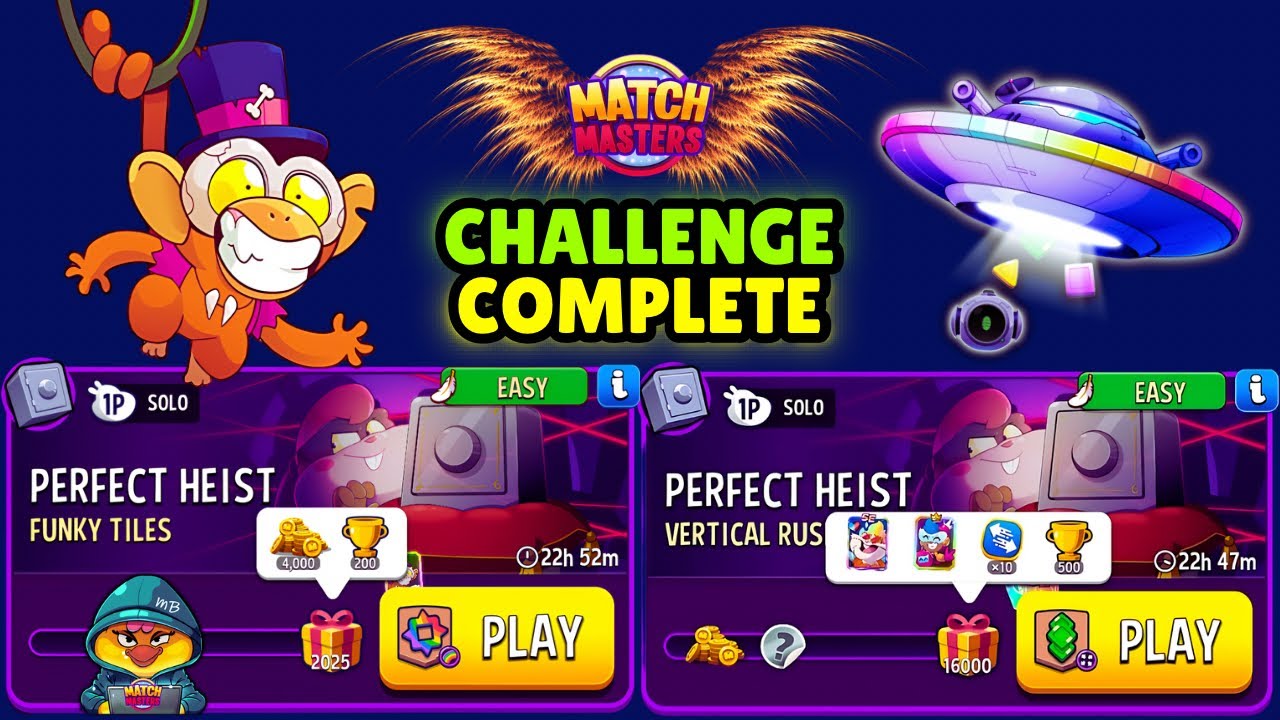 x2 Solo Challenge Perfect Heist/ Vertical Rush + Super Sized 16000p/ Funky Tiles + Rainbow 2025p