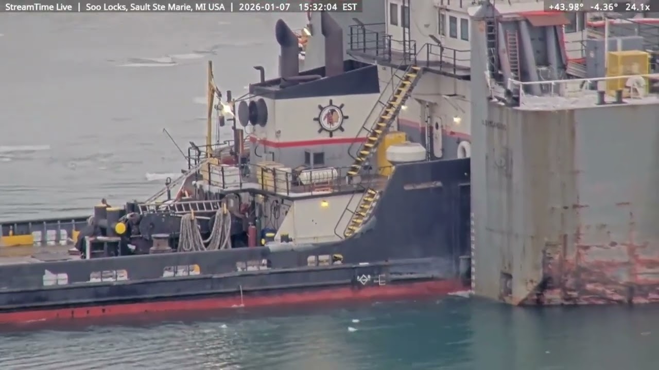Defiance/Ashtabula passing through the Soo locks DB for Toledo on Jan 7th, 2026