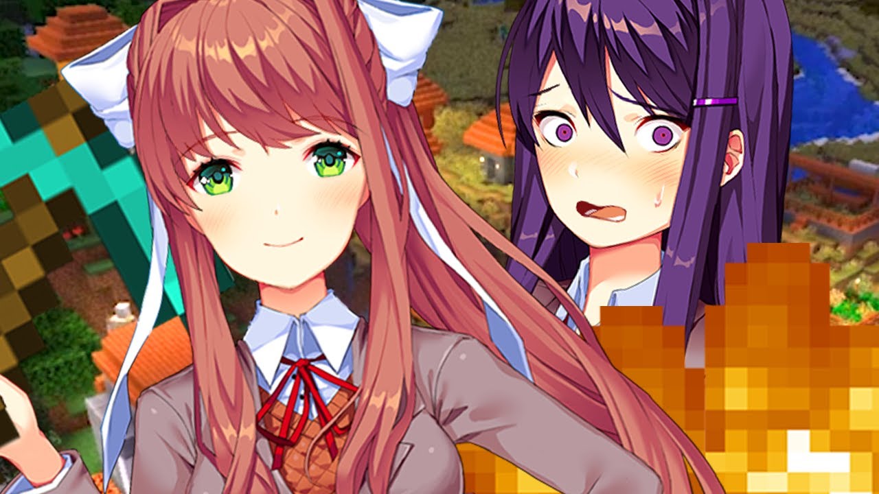 (DDLC Анимация) Моника играет в Майнкрафт Часть 2
