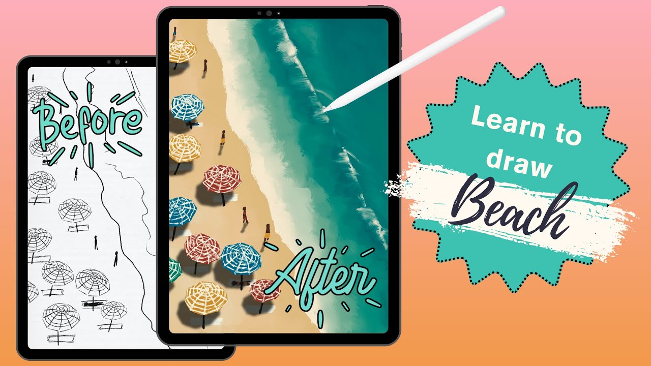 Procreate Tutorial for Beginners: Beach Sketch