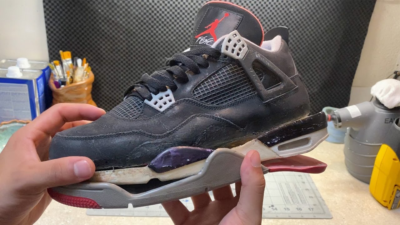 Jordan 4 'BRED'  FULL RESTORATION (Midsole Repaint & ReGlue)