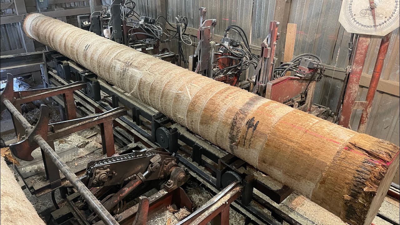 Saw-Milling a 20 Foot Long 6X16 Cabin Log!! #112