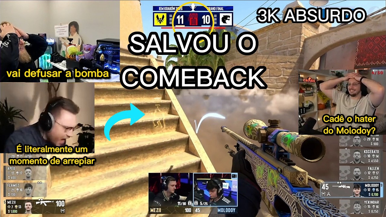 STREAMERS GRINGOS REAGINDO AO CLUTCH DO MOLODOY NA FINAL CONTRA A VITALITY