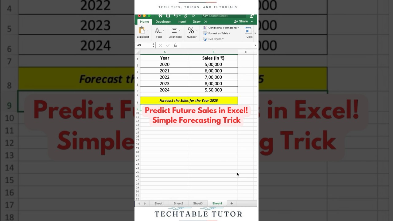 Predict Sales (2025) in Excel 📊 | Easy Forecasting Guide #excel #excelshorts #exceltricks