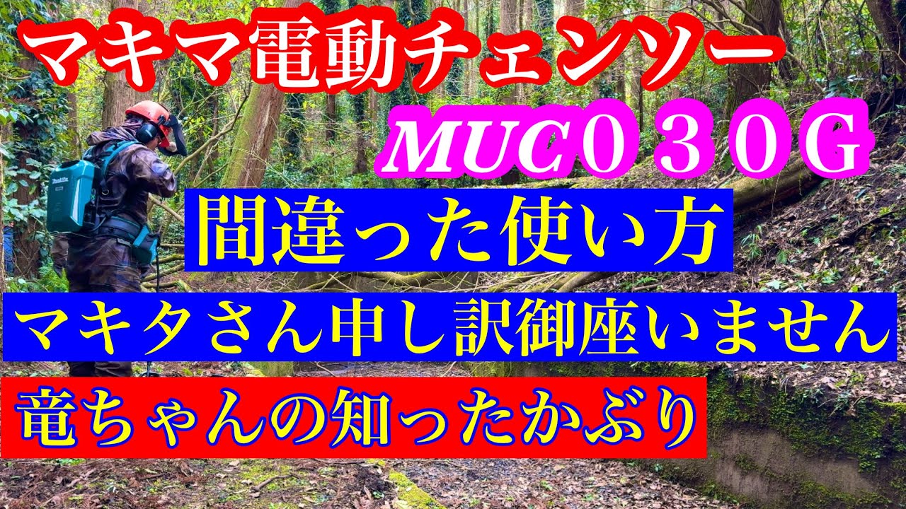 【伐採】マキタMUC０３０Ｇ世界最強電動チェンソーに知ったかぶりでＰＣＤ１２００の組合せで大失態　実際はチャンチキオケサの竜ちゃん　#伐採 #竜ちゃんの田舎暮らし 