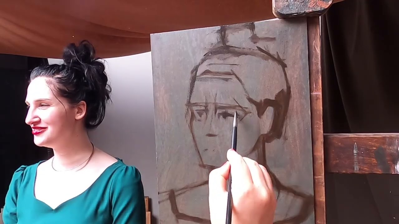 Painting Demonstration - Portrait Painting from Life -'Green Queen'